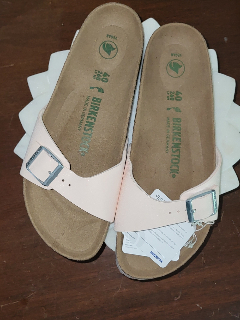 NIB Birkenstock Madrid Vegan Single Strap Sandals - Light Rose Pale Pink
